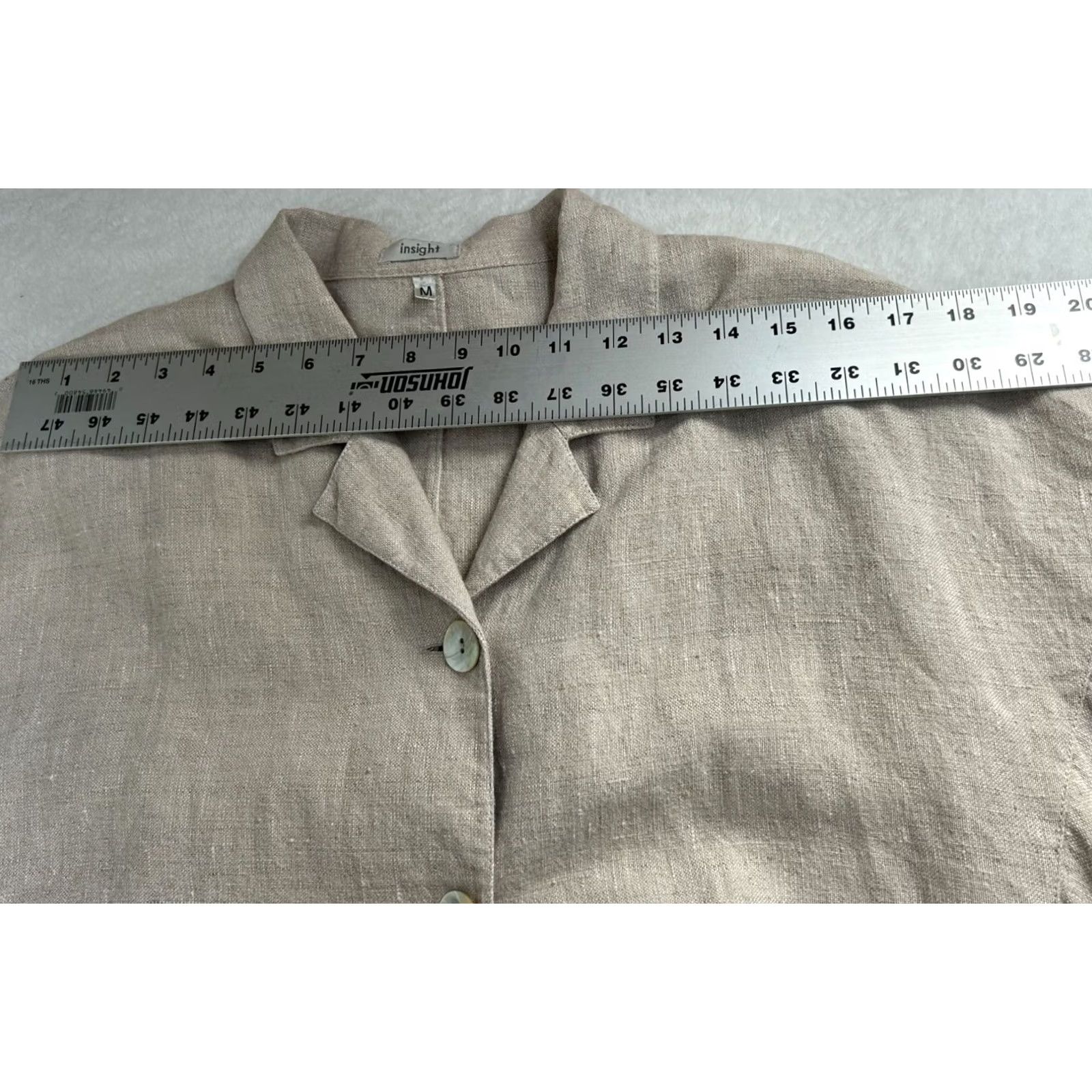 Insight Insight Womens Beige Linen Blazer Medium Short Sleeve Button Front Jacket Size 32" / US 10 / IT 46 - 6 Thumbnail