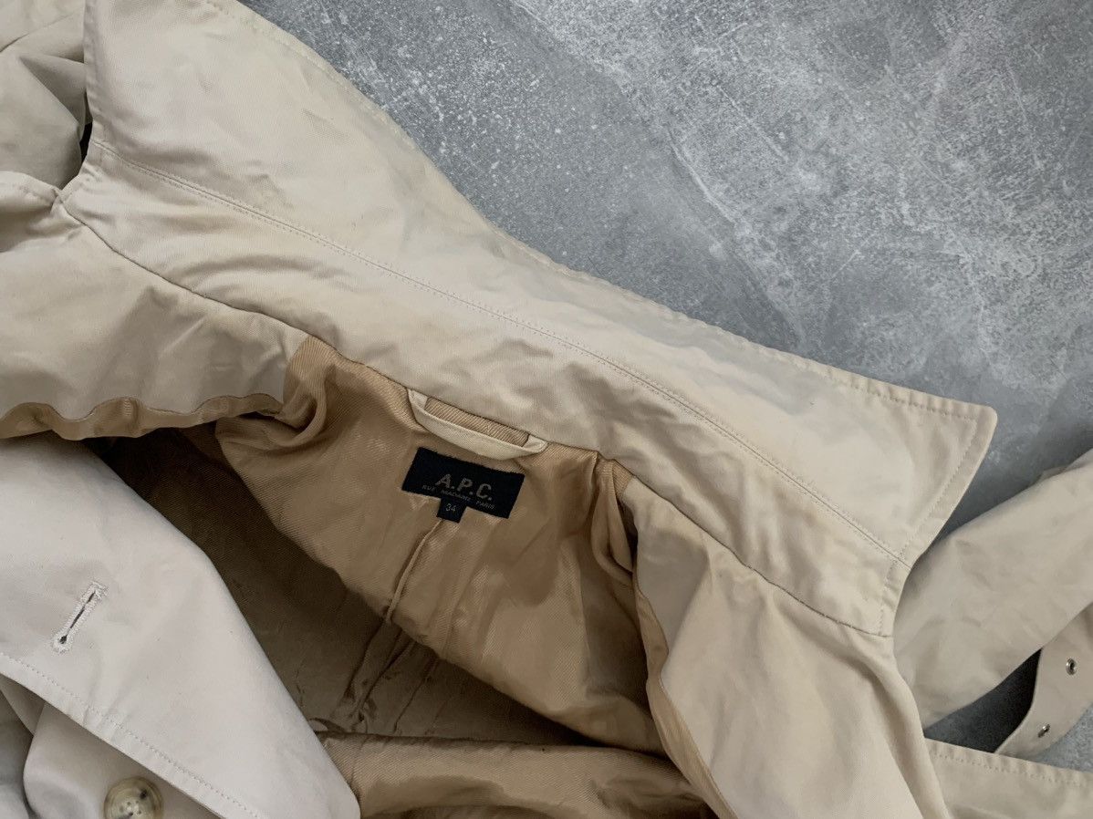 A.P.C. × Vintage APC Tan Trench Coat Womens Jacket Belted Beige Size XS / US 0-2 / IT 36-38 - 18 Thumbnail