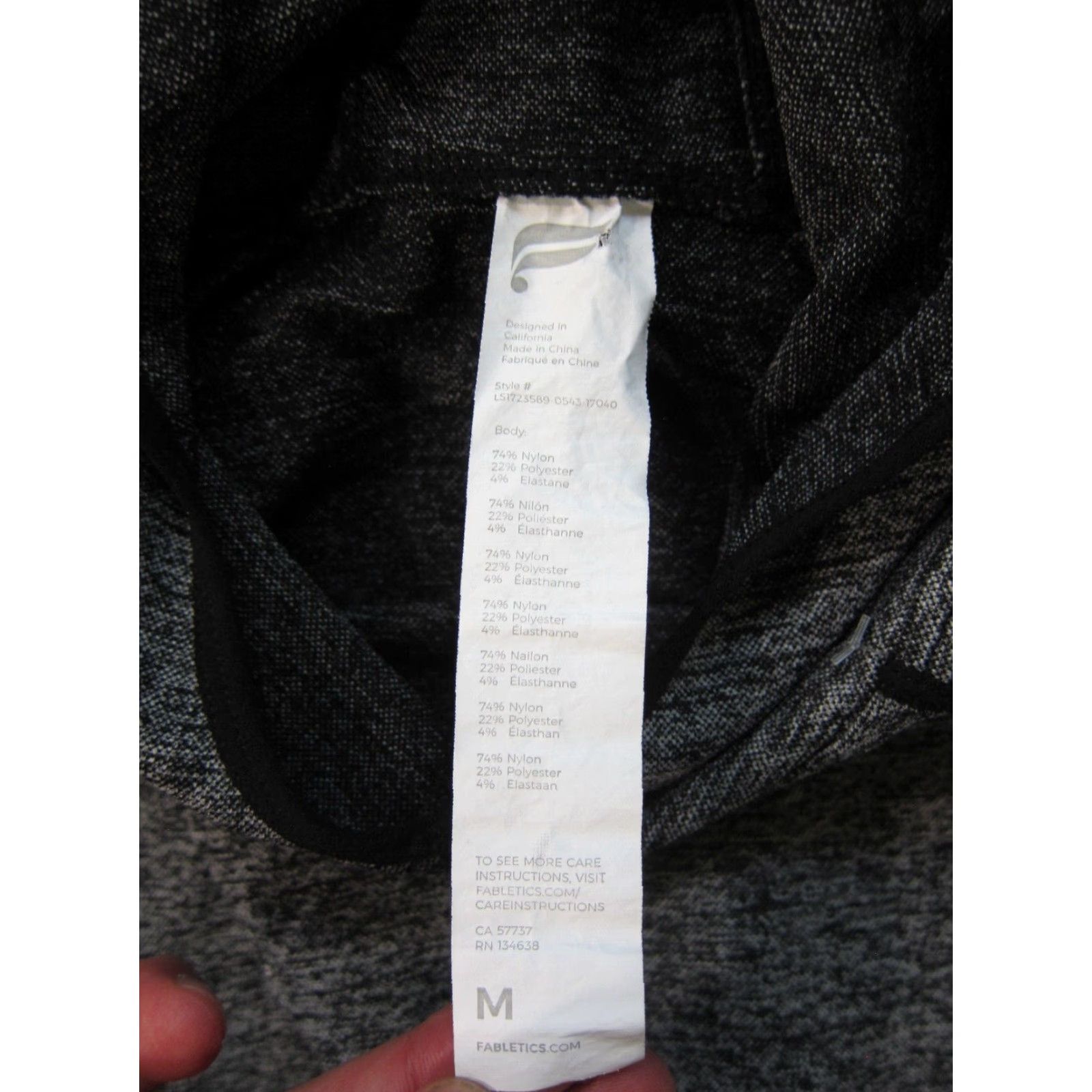 Fabletics Fabletics Sweatshirt Grey Black Nylon Stretch Thumb Hole Sleeve Hooded Women M Size M / US 6-8 / IT 42-44 - 3 Thumbnail
