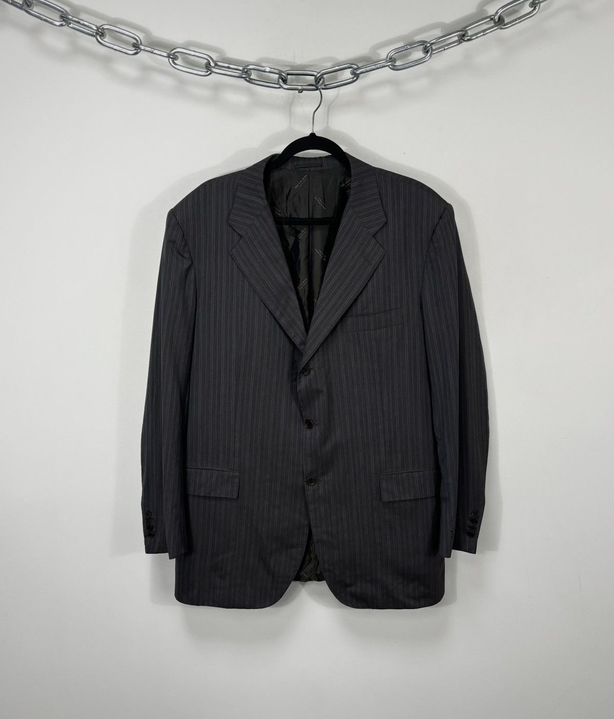 Kiton Kiton Napoli Men’s Pinstripe Light Brown 14 Micron Wool Suit Size 46R - 2 Thumbnail