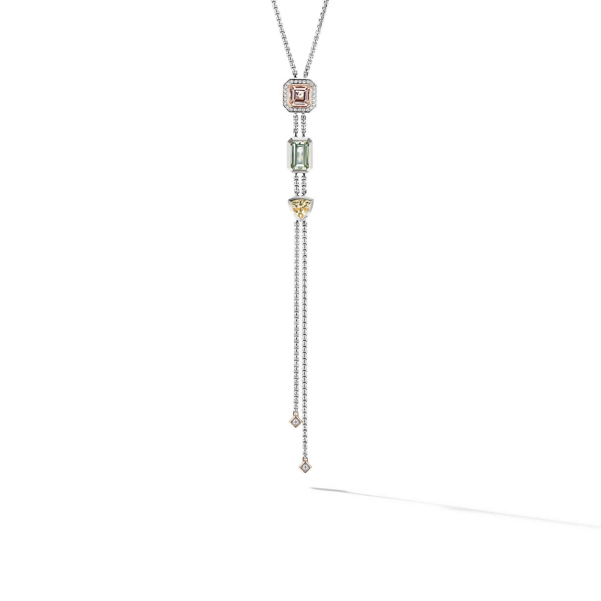 David Yurman o1w1db10325 Novella Necklace with Morganite & Pave Diamonds Size ONE SIZE - 1 Thumbnail