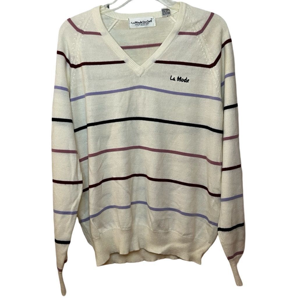 Vintage 80s LeMode DuGolf UNISEX Striped Sweater Soft Sweater L/XL Size US L / EU 52-54 / 3 - 2 Thumbnail