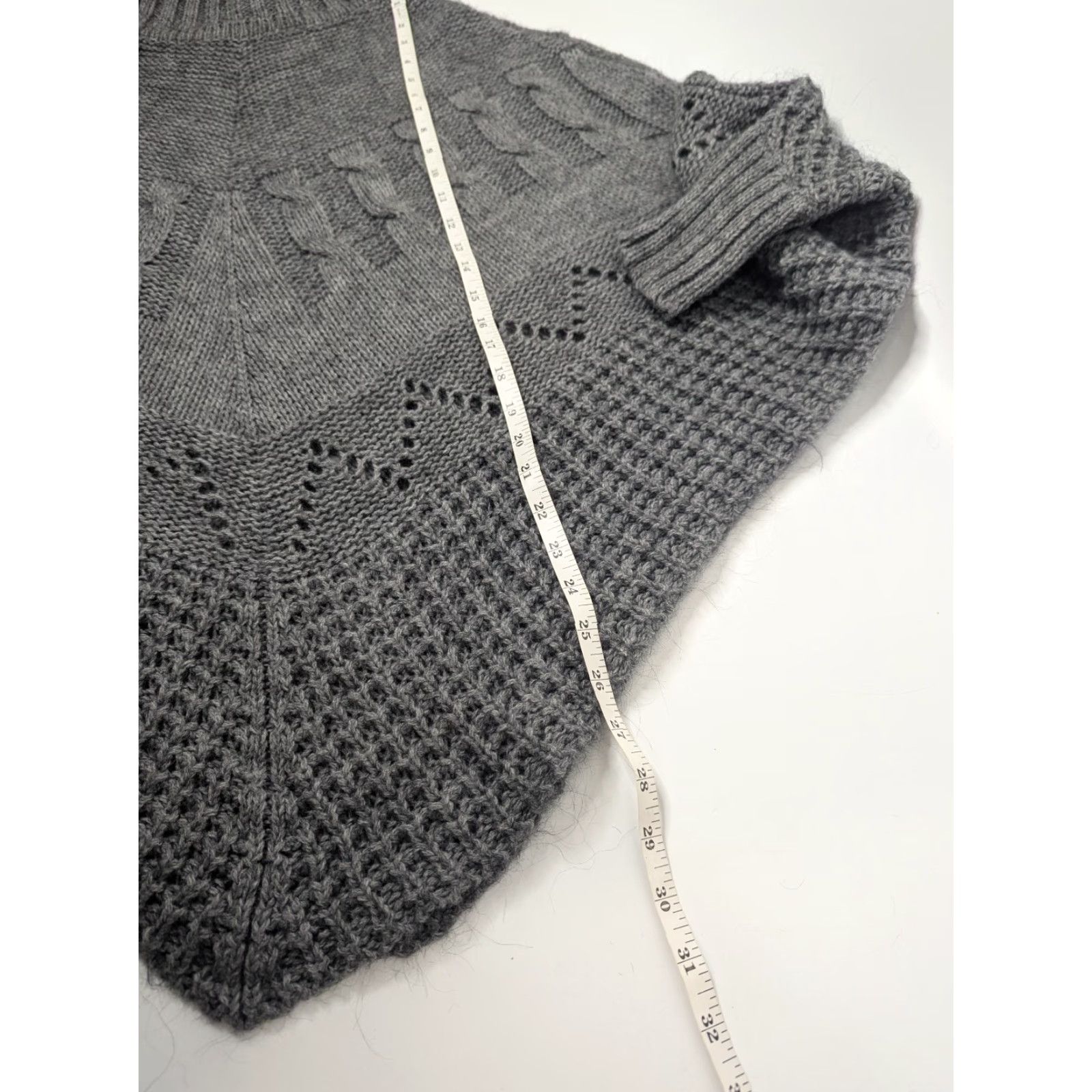 Peserico Iperico Italy Wool Mohair Grey Poncho Sweater Turtleneck One Size Old Money Size ONE SIZE - 3 Thumbnail