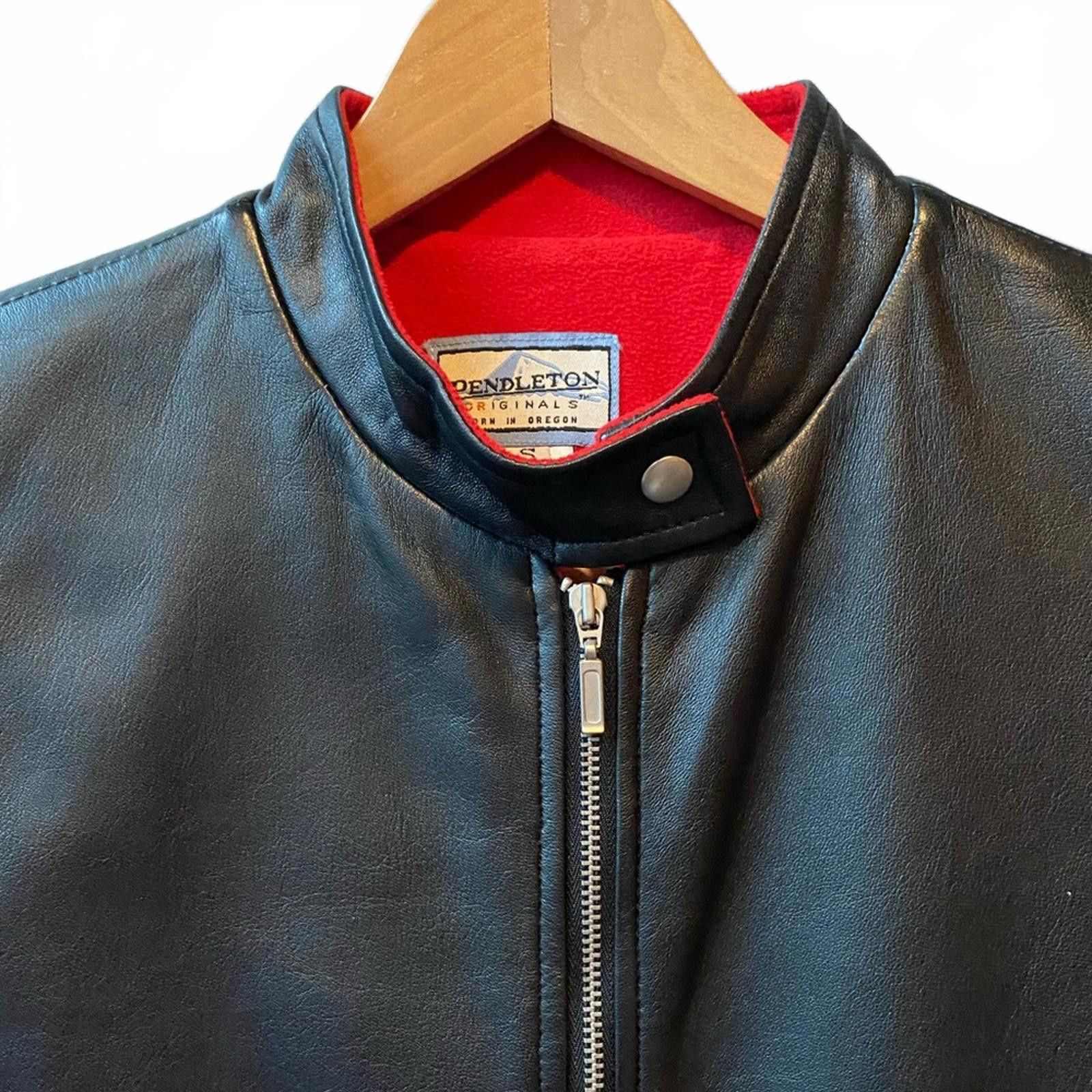 Pendleton Vintage Pendleton Leather Moto Vest Red Fleece Lined S Size S / US 4 / IT 40 - 6 Thumbnail