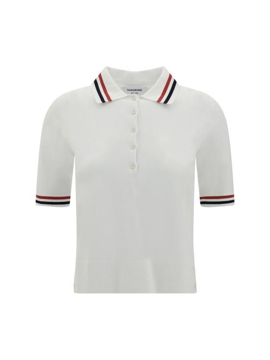 Tシャツ・カットソー THOM BROWNE Woman Polo Shirt White FKP119AY5502 100 Thom Browne THOM BROWNE Women Polo Shirts FKP119AY5502 100