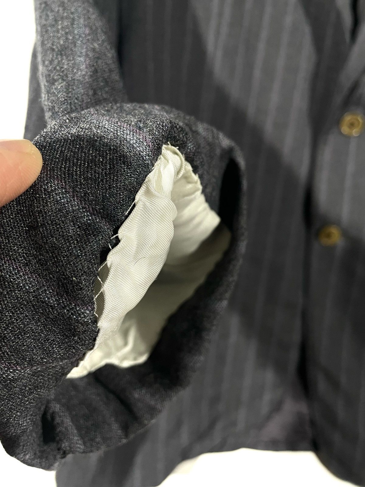 Canali × Cerruti 1881 Canali Grey Wool Stripe Vintage Blazer Size 52 1881 Cerruti Size 52R - 4 Thumbnail