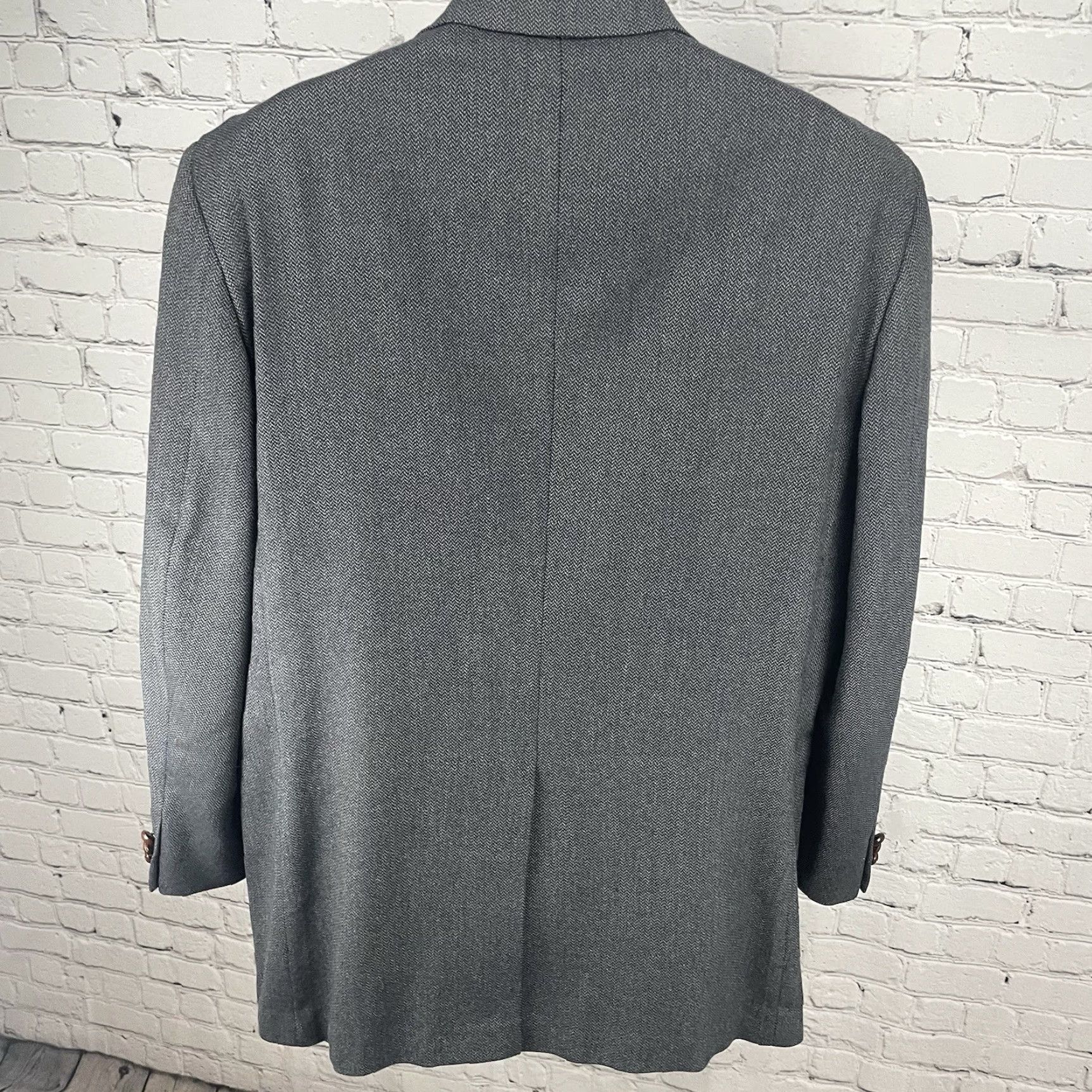 Vintage Hickey Freeman Grey Wool 2 Button Vented Blazer Sport Coat USA Made Size 44L Size 44R - 2 Thumbnail