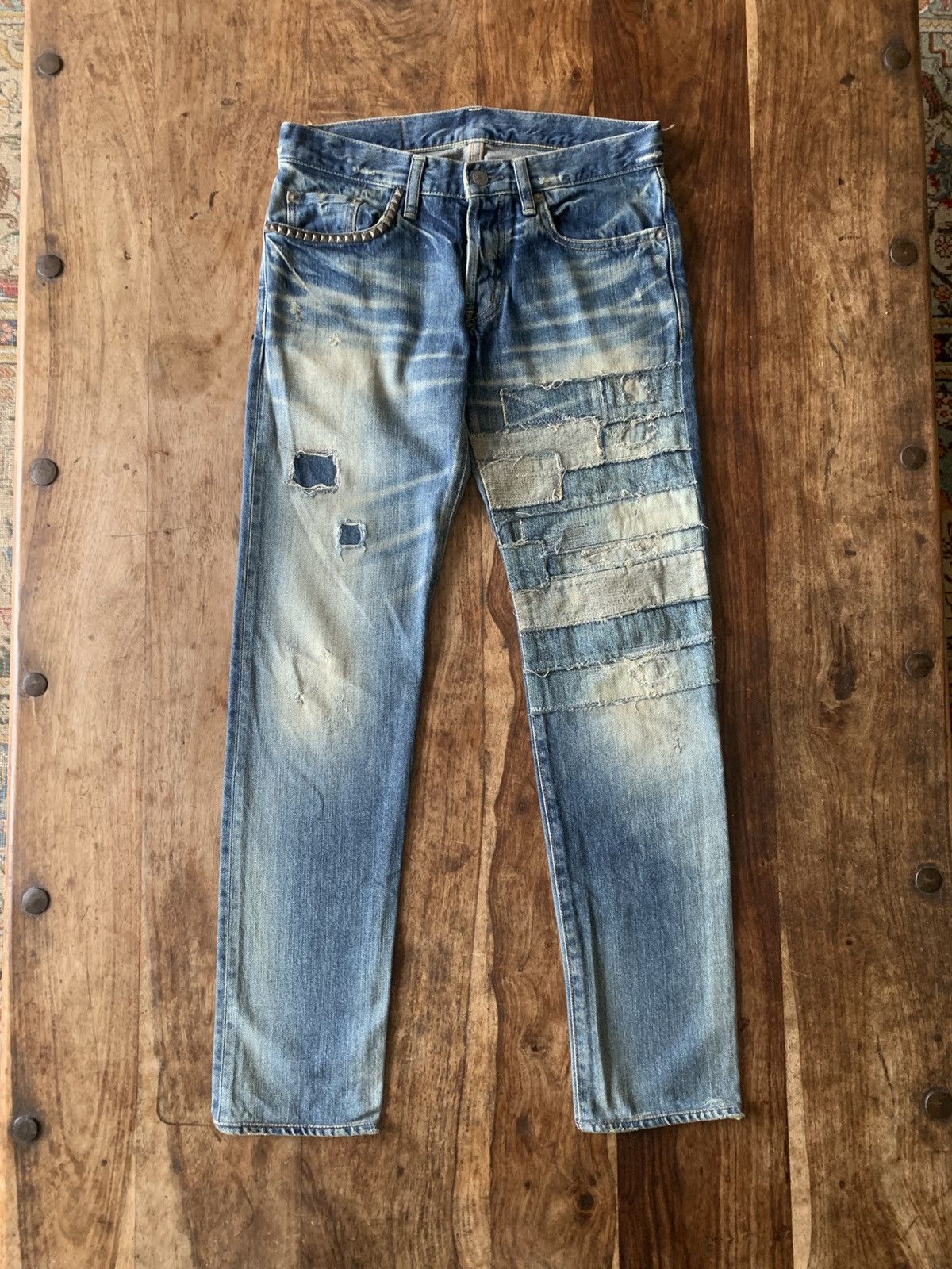 2000s Hysteric Glamour Studded Tsugi Hagi Patchwork Jeans