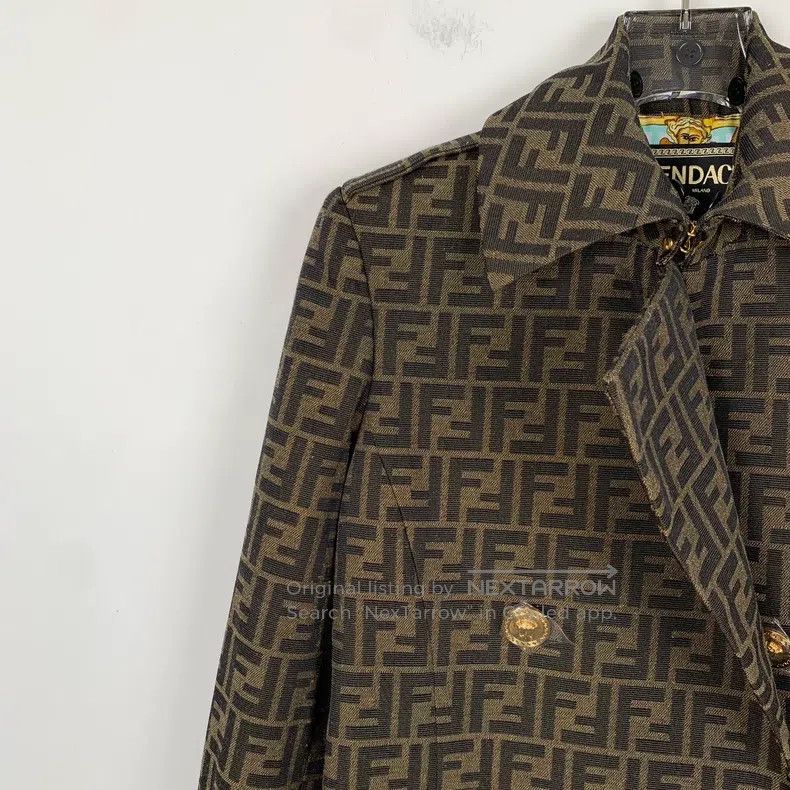 Fendi Fendi Dark brown logo letter all-over print double-breaste Size XS / US 0-2 / IT 36-38 - 3 Thumbnail