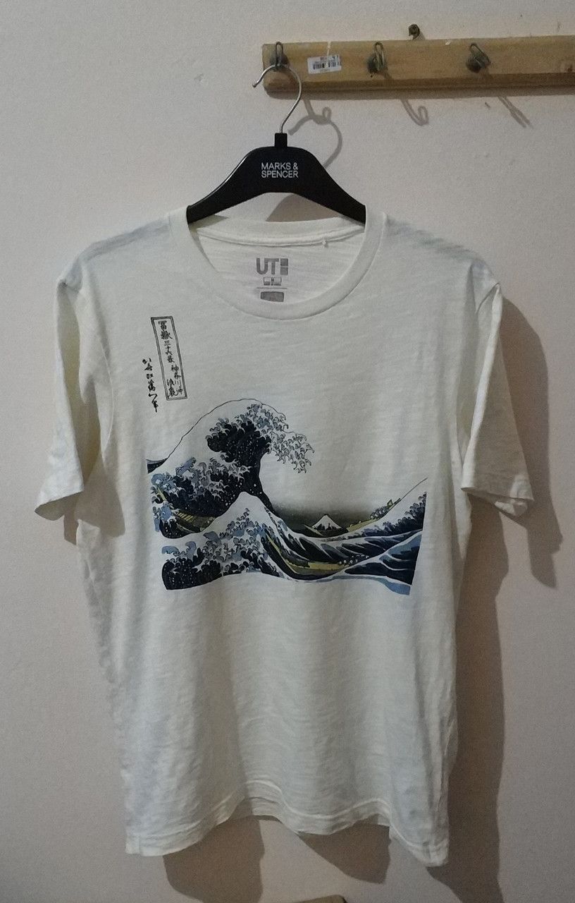 Japanese Brand × Uniqlo × Vintage Vintage Uniqlo Hokusai Blue Tee T-Shirt Medium Excellent Size US M / EU 48-50 / 2 - 1 Thumbnail