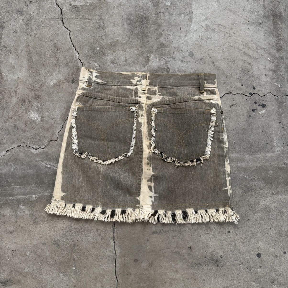 Japanese Brand Y2K Zebra Blue Denim Tie Die Mini Skirt Size 26" / US 2 / IT 38 - 2 Thumbnail
