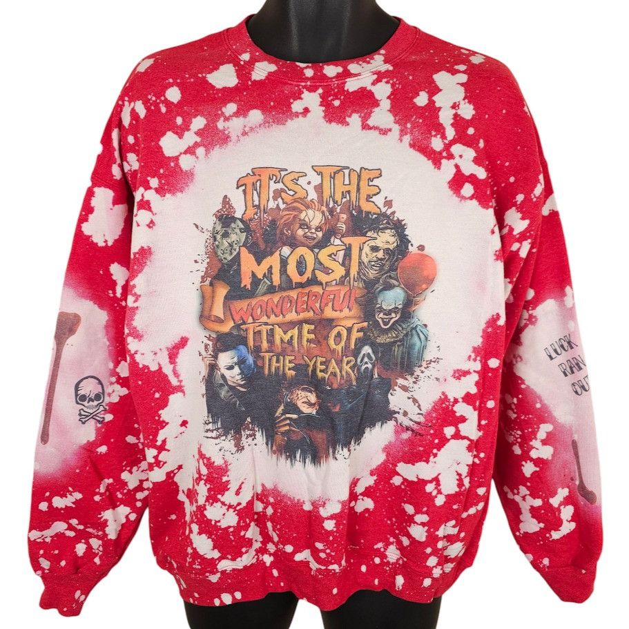 Hanes Halloween Sweatshirt Mens Size Large Red Movie Monsters Size US L / EU 52-54 / 3 - 1 Thumbnail