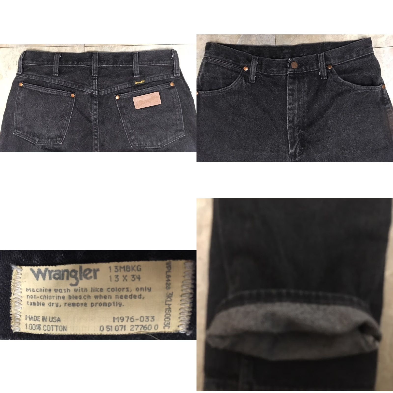 Wrangler VINTAGE Wrangler Jeans High Waist Made In USA Black/Faded Black Sz 13 X 34 32" Waist Womens Jeans Straight Leg USA 1980s 90s Size 34" / US 12 / IT 48 - 8 Thumbnail