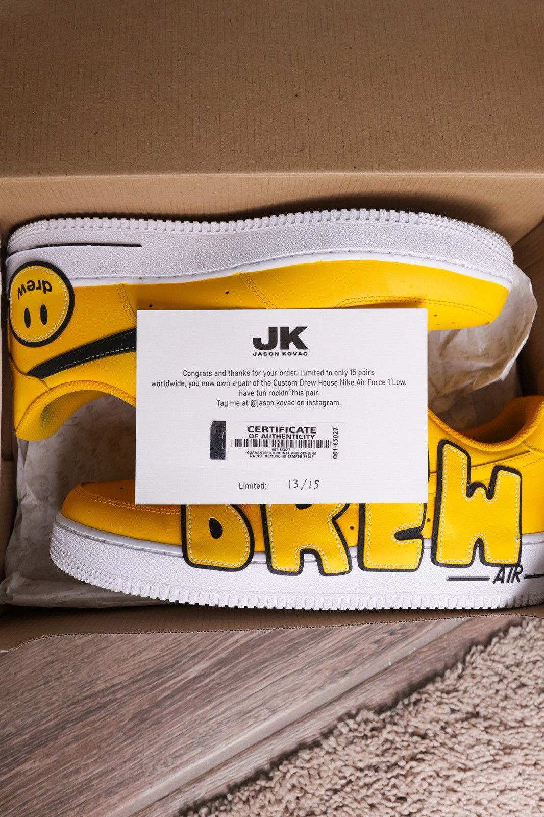 Drew House × Nike Drew House Nike Air Force One - Yellow Size US 9.5 / EU 42-43 - 7 Thumbnail