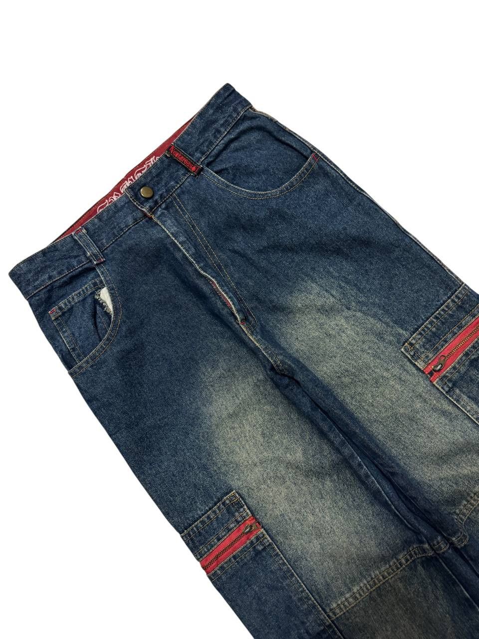 Beauty Beast 💥Baggy💥Vtg 90s Japanese Mudwash Zipper Pocket Cargo Size US 27 - 6 Thumbnail