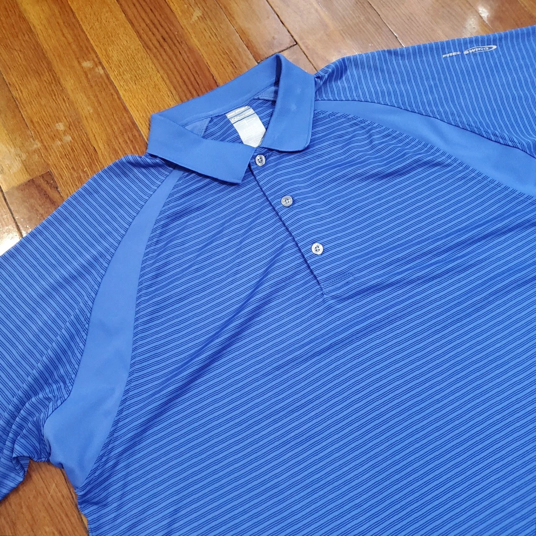 Vintage Page & Tuttle Polo Shirt Men XL Blue Striped Moisture Wicking Golf Casual Short Sleeve Button Collar Logo Pattern Size US XL / EU 56 / 4 - 3 Thumbnail
