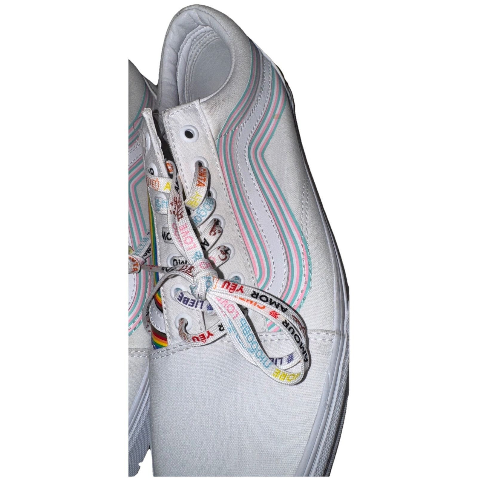 Vans VANS OLD SKOOL PRIDE RAINBOW SKATE SNEAKER White Rainbow EUC Size US 12 / IT 42 - 2 Thumbnail
