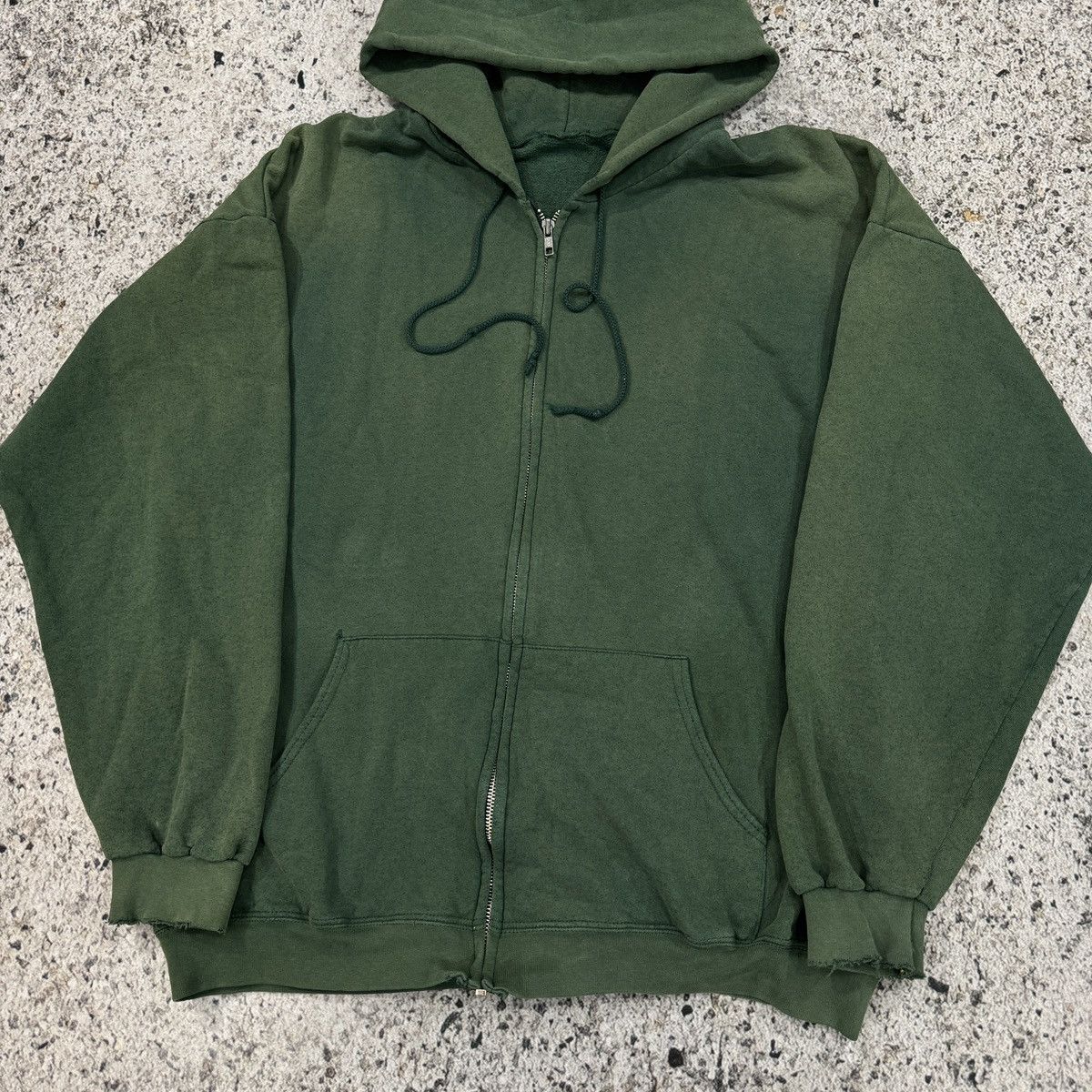 Vintage 90s Oversized Thrashed Faded Green Zip Up Hoodie ERD Grunge Size US XL / EU 56 / 4 - 10 Thumbnail