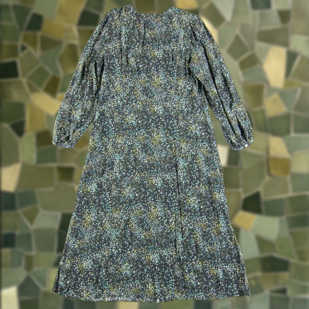 Loft VINTAGE Ann Taylor Loft Grey Blue Yellow Floral Button Down Long Sleeve Maxi Dress 12 Size XL / US 12-14 / IT 48-50 - 1 Thumbnail