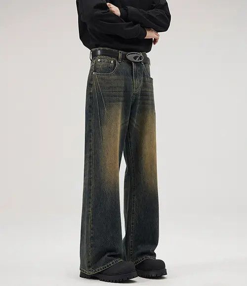 Japanese Brand Men's vintage distressed washed loose flared jeans Size US 32 / EU 48 - 4 Thumbnail