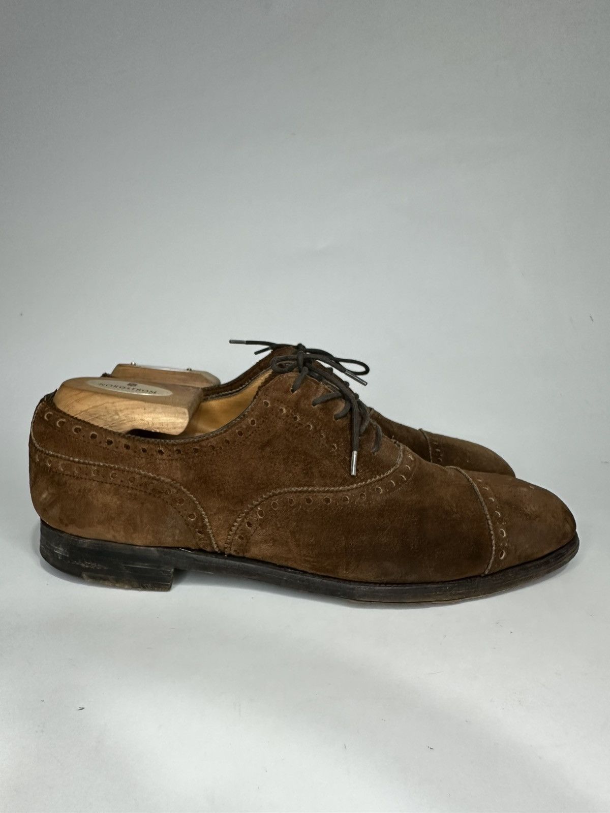 Edward Green Edward Green Brown Suede Oxford Brogue Lace Up Loafers Size US 7 / EU 40 - 1 Thumbnail