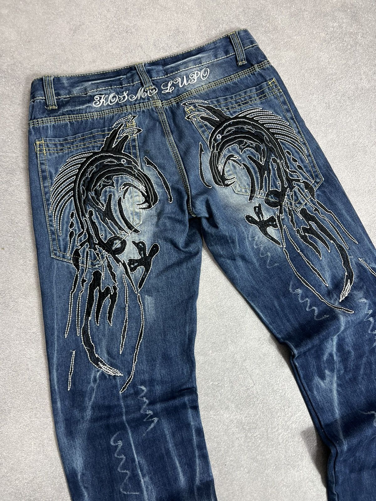 Japanese Brand Y2K denim jeans flame embroidery gothic southpole style y2k Size US 32 / EU 48 - 7 Thumbnail