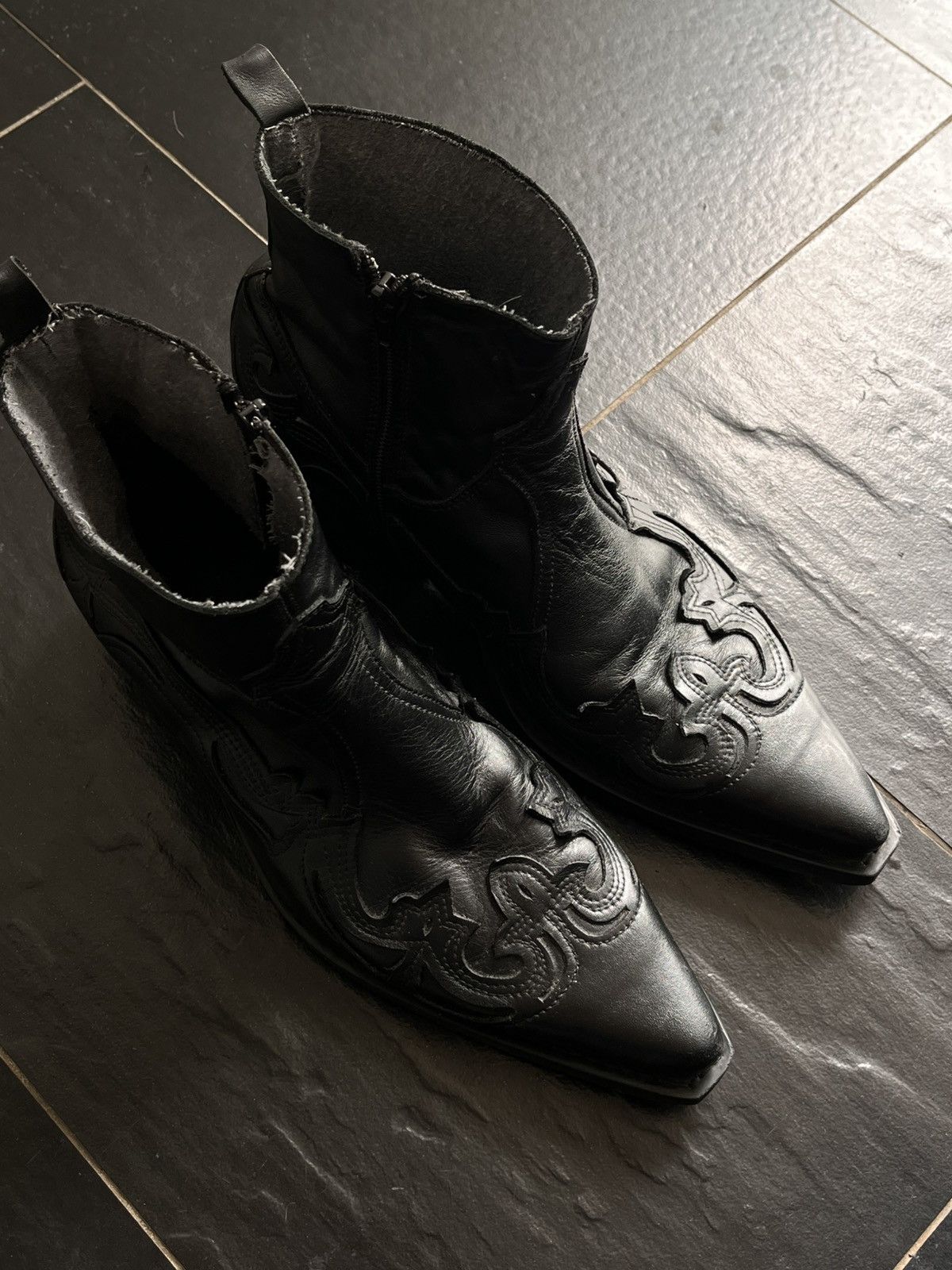 Other Leather Western Boots Vintage Style Cowboy Ankle Boots Size US 8.5 / EU 41-42 - 3 Thumbnail