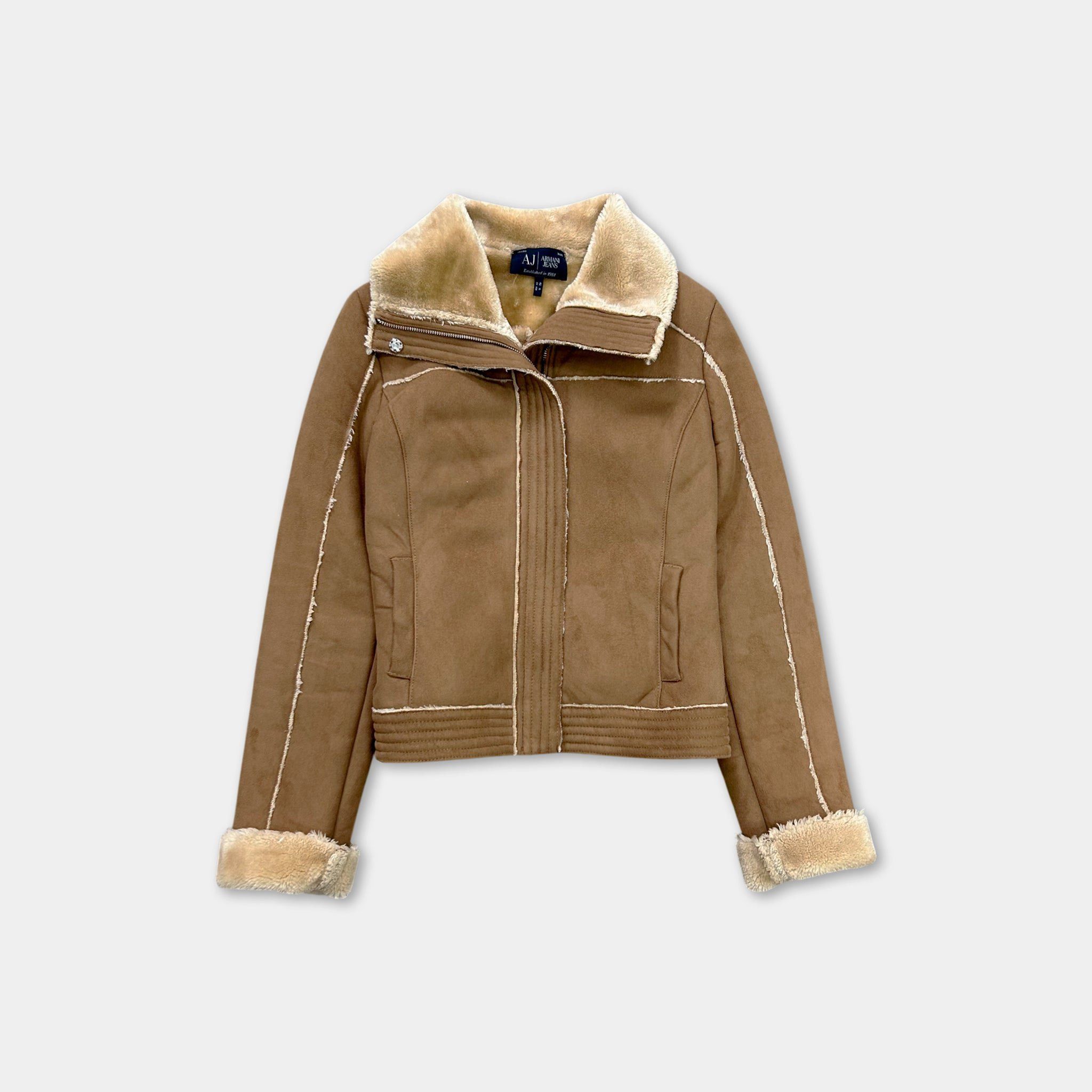 Armani Armani Jeans Suede Shearling Jacket Size S / US 4 / IT 40 - 1 Thumbnail