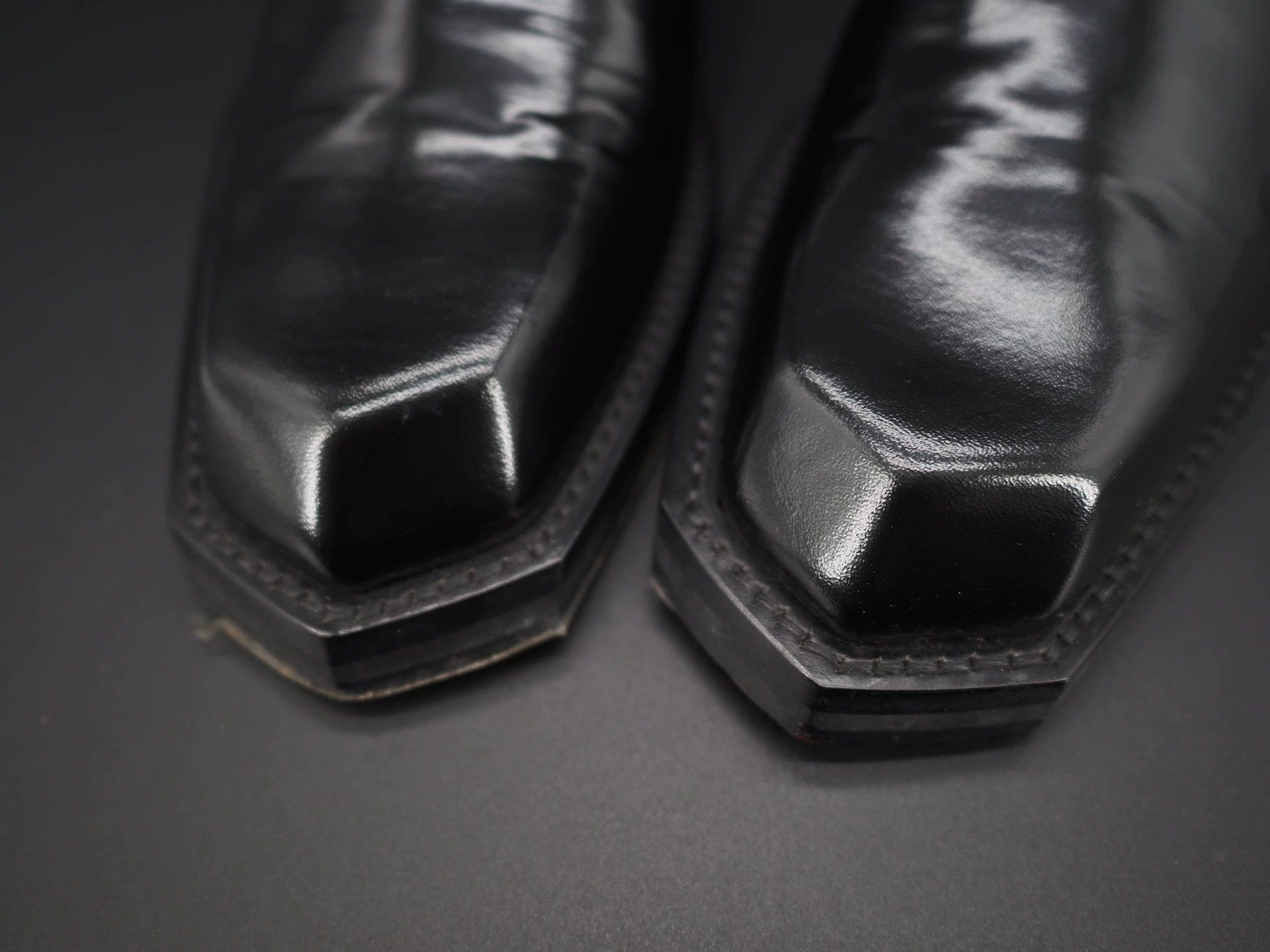 Martine Rose Martine Rose Black Square-Toe Leather Mules Size US 7 / EU 40 - 2 Thumbnail
