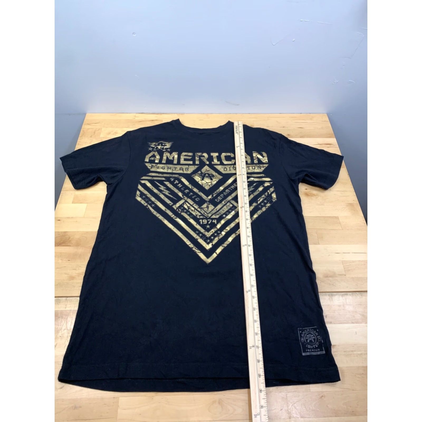Vintage VINTAGE American Fighter Shirt Mens L Black Gold Crew Neck Short Sleeve 11179 Size US L / EU 52-54 / 3 - 5 Thumbnail