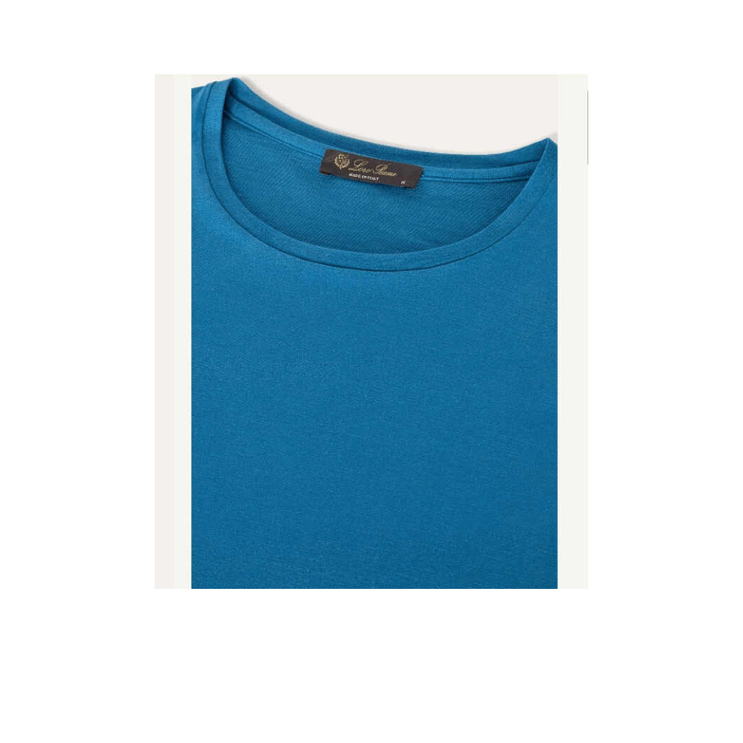 Loro Piana o1srvl11e1224 Silk Cotton T-Shirt in Blue Size US XL / EU 56 / 4 - 3 Thumbnail