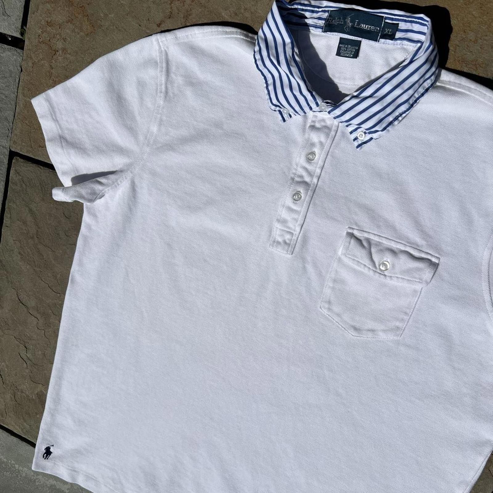 Polo Ralph Lauren Y2K Polo by Ralph Lauren Poplin Stripe Collar Pique Polo Size US XL / EU 56 / 4 - 2 Thumbnail