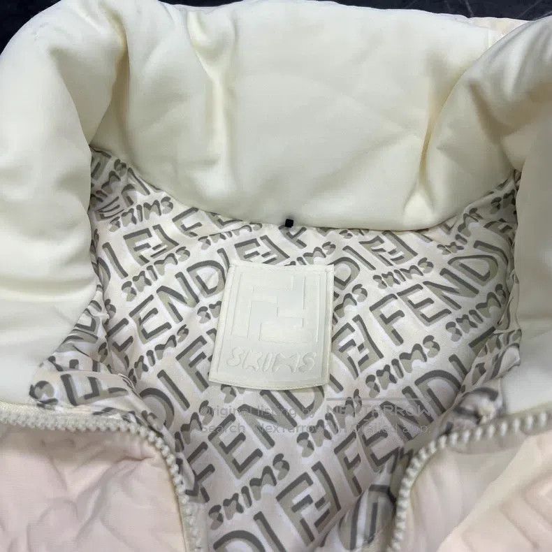 Fendi Fendi Baguette Relief All-Over Print Off-White Down Jacket Size L / US 10 / IT 46 - 5 Thumbnail