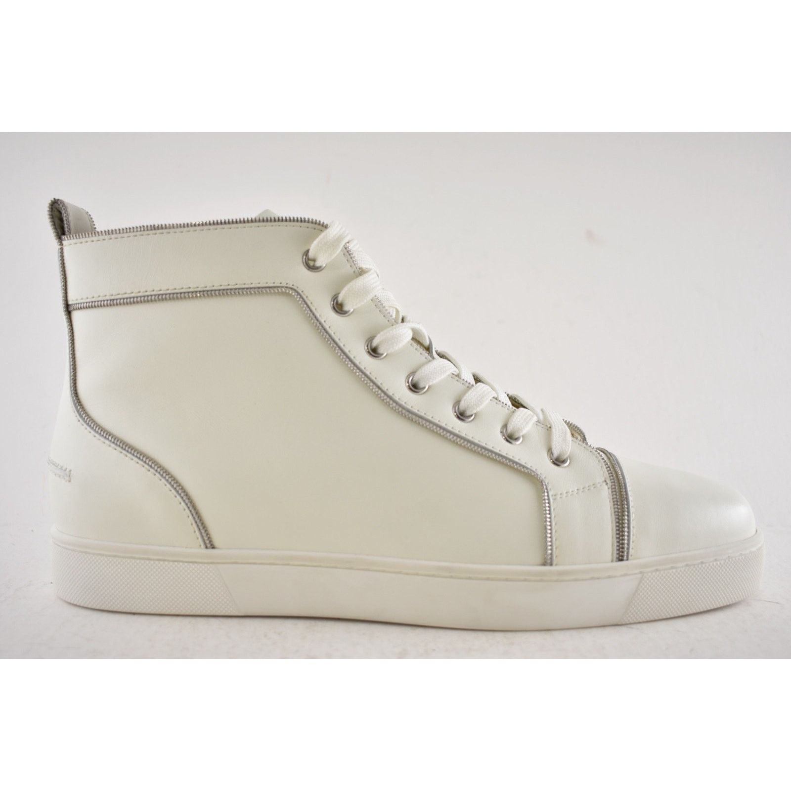 Christian Louboutin Mens Louis Z Flat White Zipper High Top Sneakers 43.5 10.5 Size US 10.5 / EU 43-44 - 2 Thumbnail
