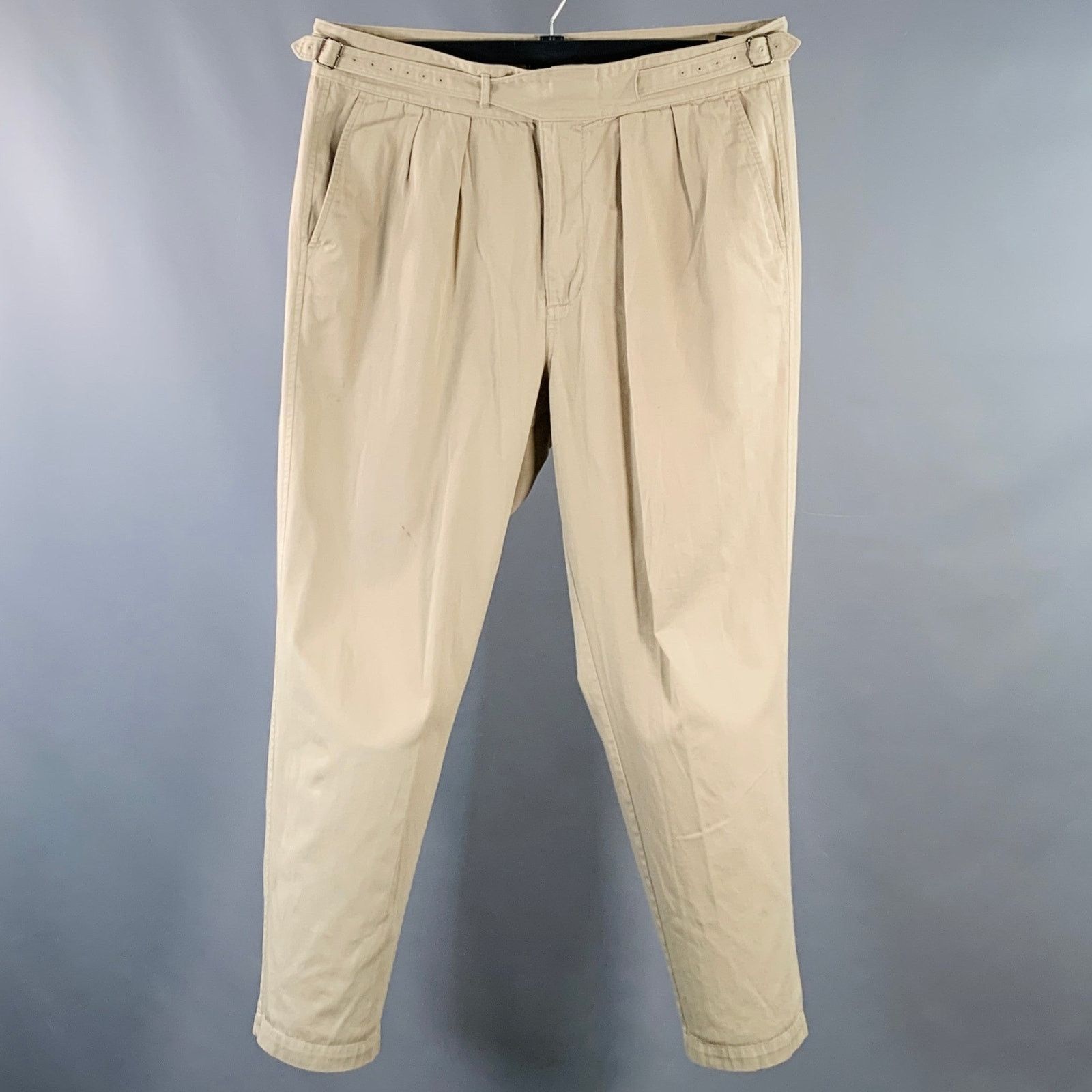 A.P.C. Size 38 Beige Twill Cotton Pleated Side Tabs Casual Pants Size US 38 / EU 54 - 1 Thumbnail