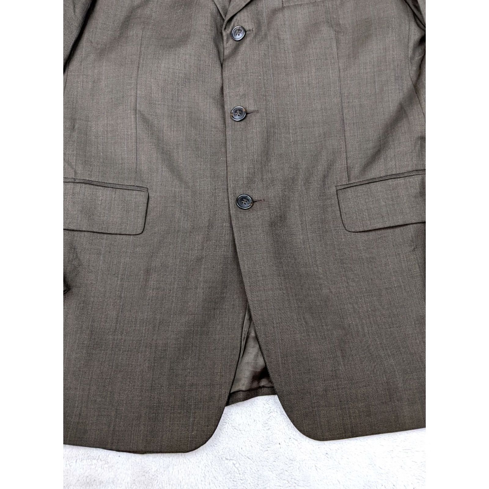 Pronto Uomo Pronto Uomo Firenze Blazer Jacket 40L Gray Herringbone Wool Super 100 Italy Men Thin-Notch Lapel 3 Button Long Sleeve Regular Jacket Size 40R - 4 Thumbnail