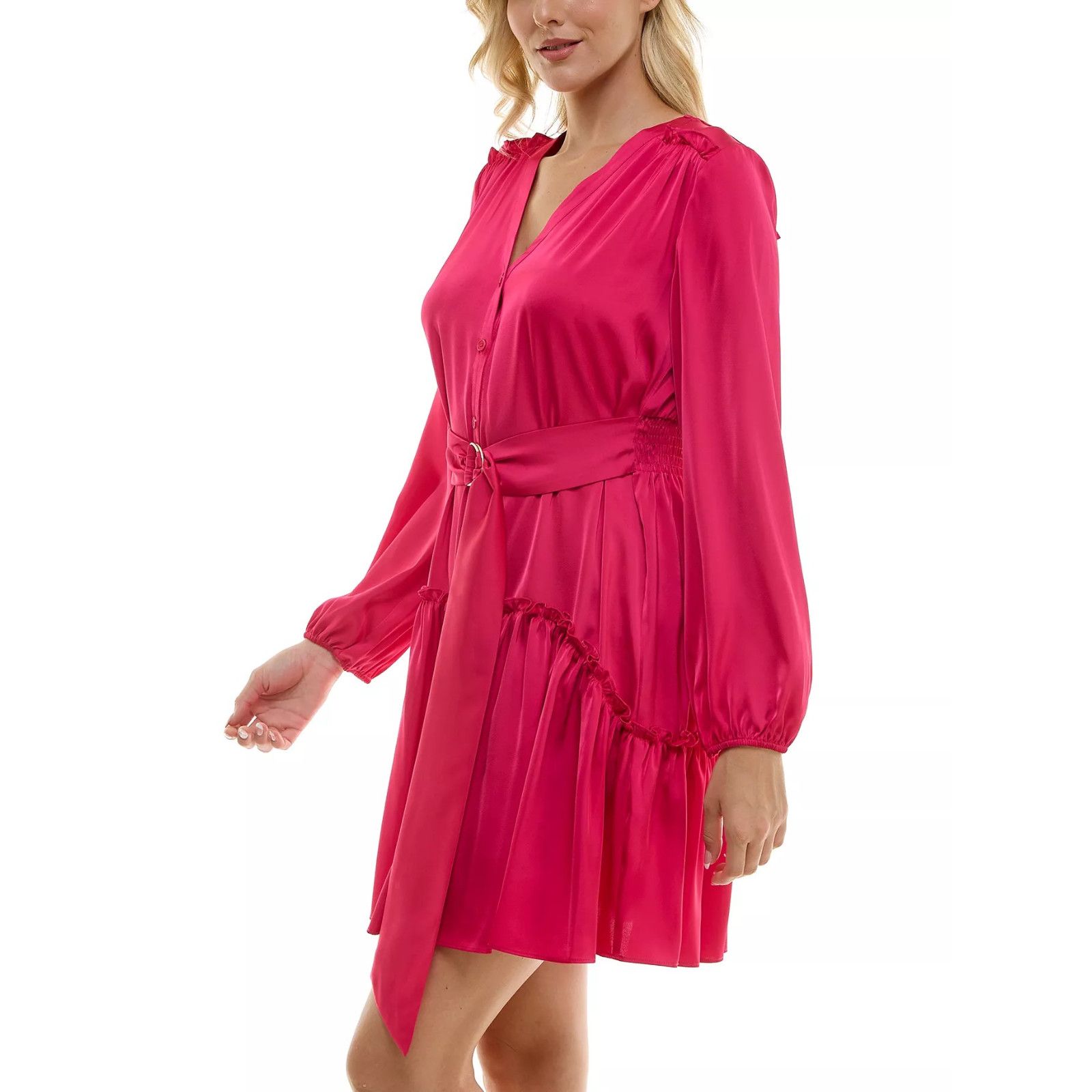 Other Taylor Petite Satin Belted Smocked Fit & Flare Dress SIZE 6P Size M / US 6-8 / IT 42-44 - 4 Thumbnail