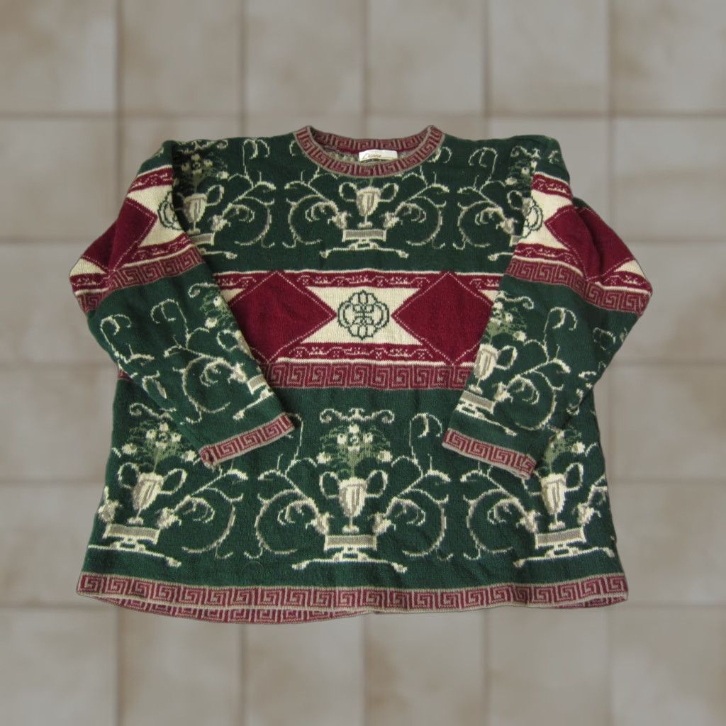 Vintage VINTAGE Diana Marco Sweater Womens L Green Paisley 90s Fair Isle Pullover Knit Long Sleeve Casual Womens Size L / US 10 / IT 46 - 1 Thumbnail