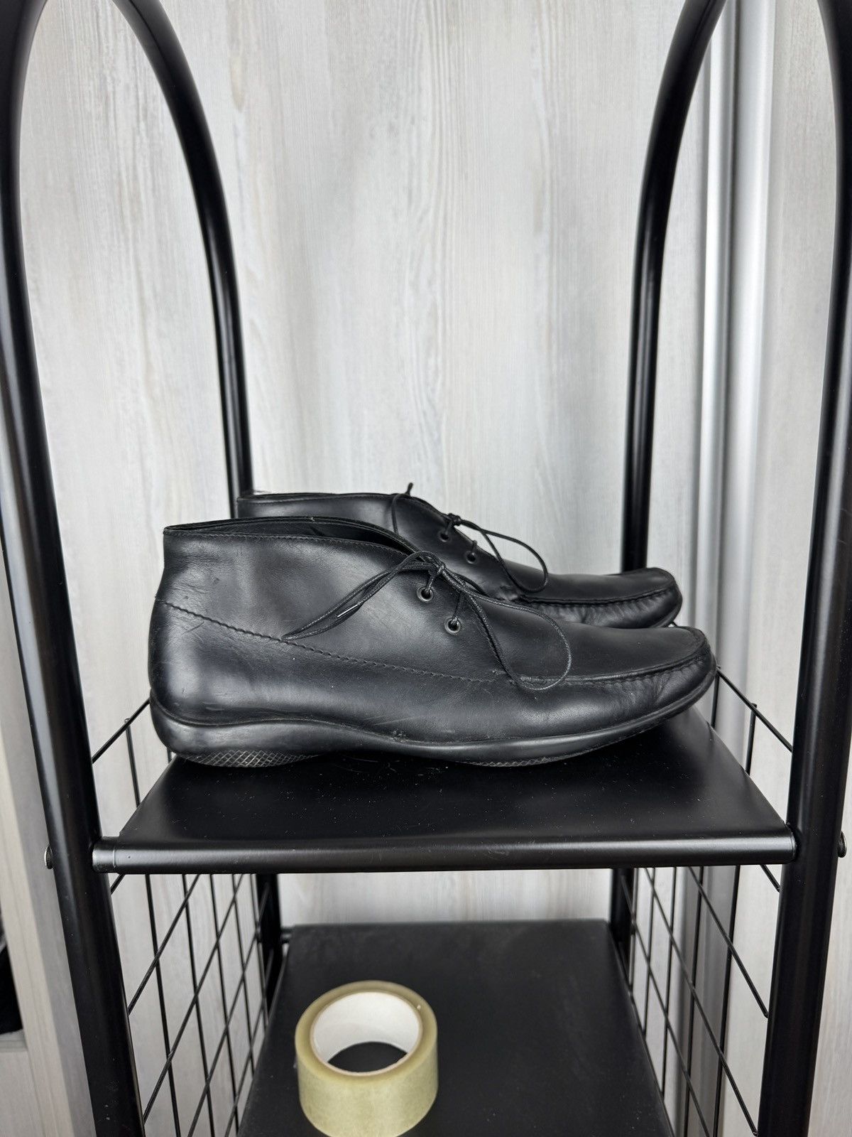 PRADA Linea Rossa BLACK LEATHER AMERICAS CUP BOOTS UK10 US11