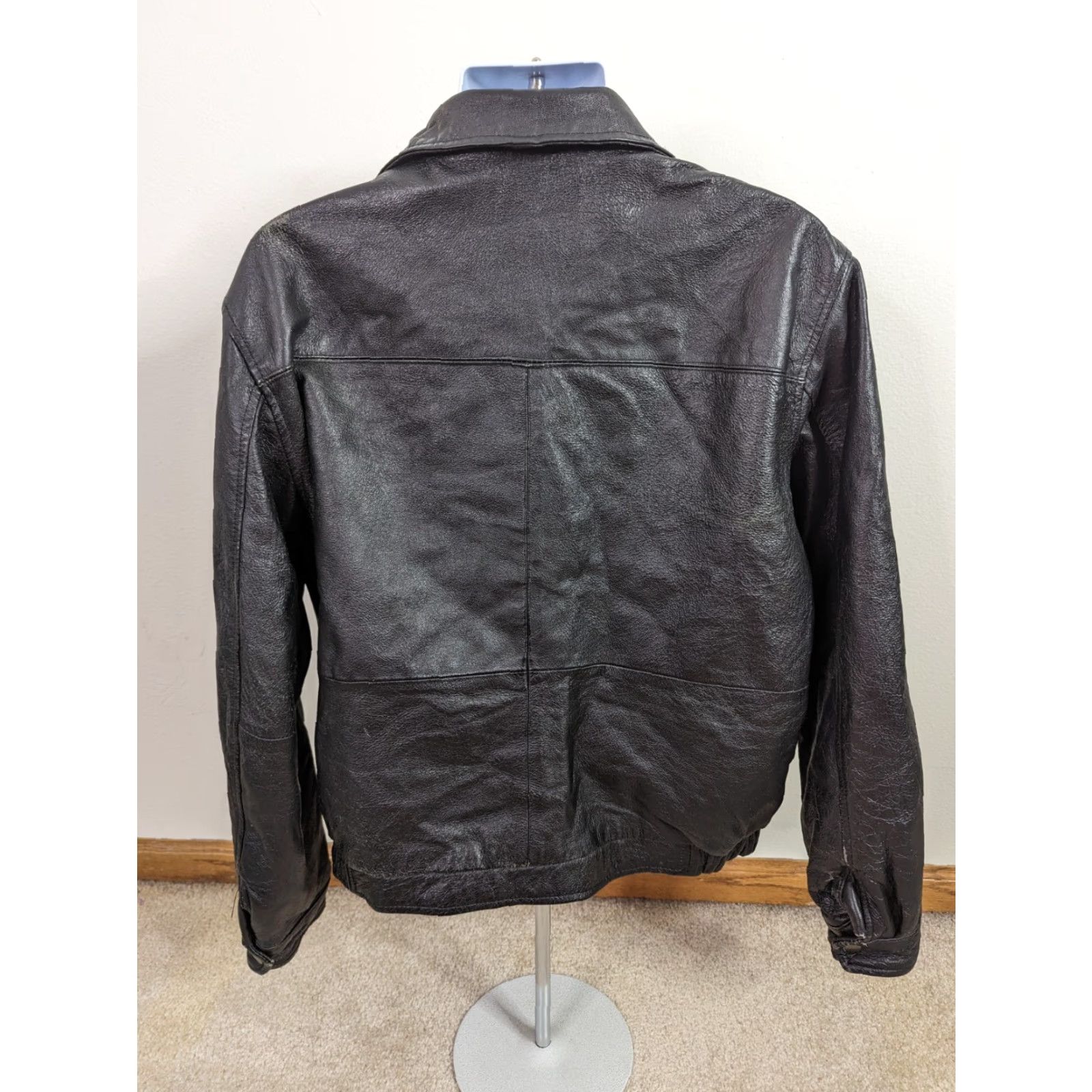 Vintage VINTAGE Black Genuine Leather Bomber Jacket Coat Men L Full Zip Motorcycle Size US L / EU 52-54 / 3 - 3 Thumbnail
