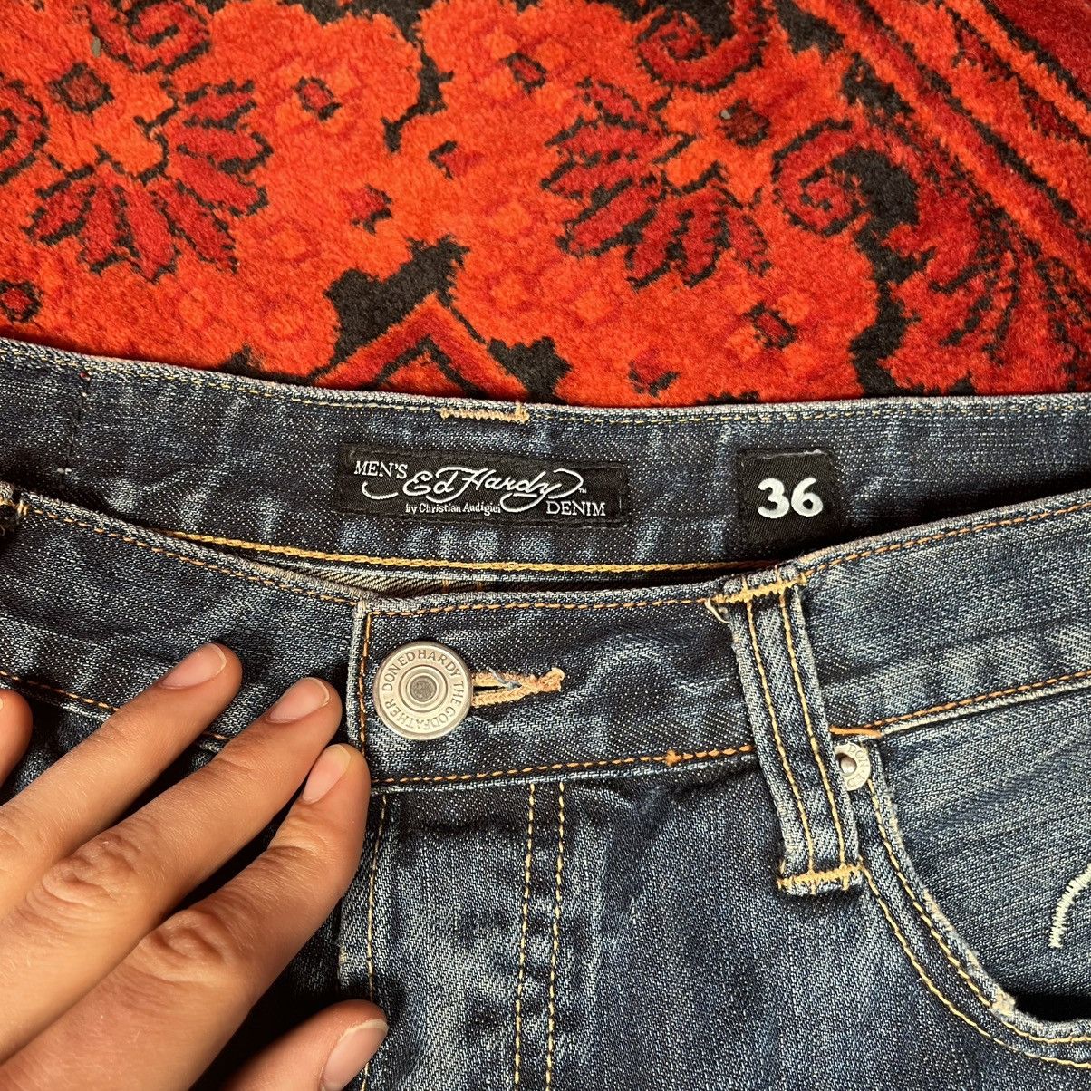Ed Hardy Ed Hardy Denim Y2K Shorts NYC Skull Snake Tattoo Embroidery Size US 36 / EU 52 - 10 Thumbnail