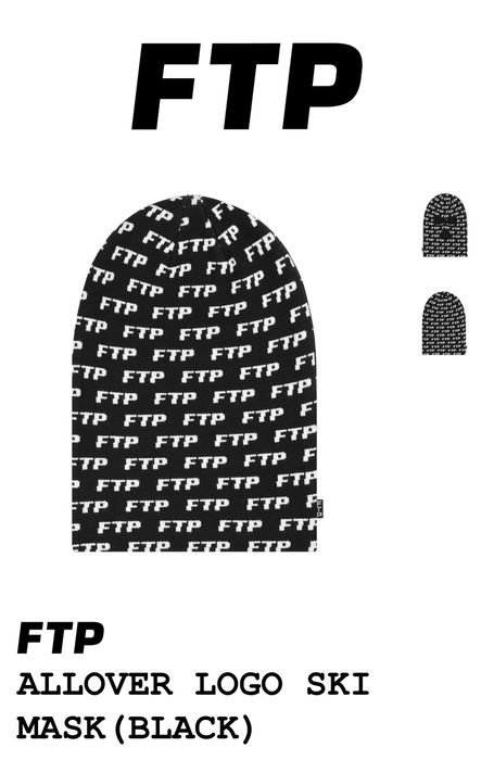 Fuck The Population FTP Allover Logo Ski Mask (Black) | Grailed