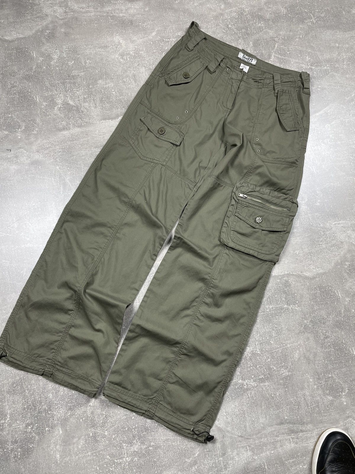 Japanese Brand × Vintage Y2K Avant Garde Parachute Stylish Khaki Pants Size 27" / US 4 / IT 40 - 3 Thumbnail