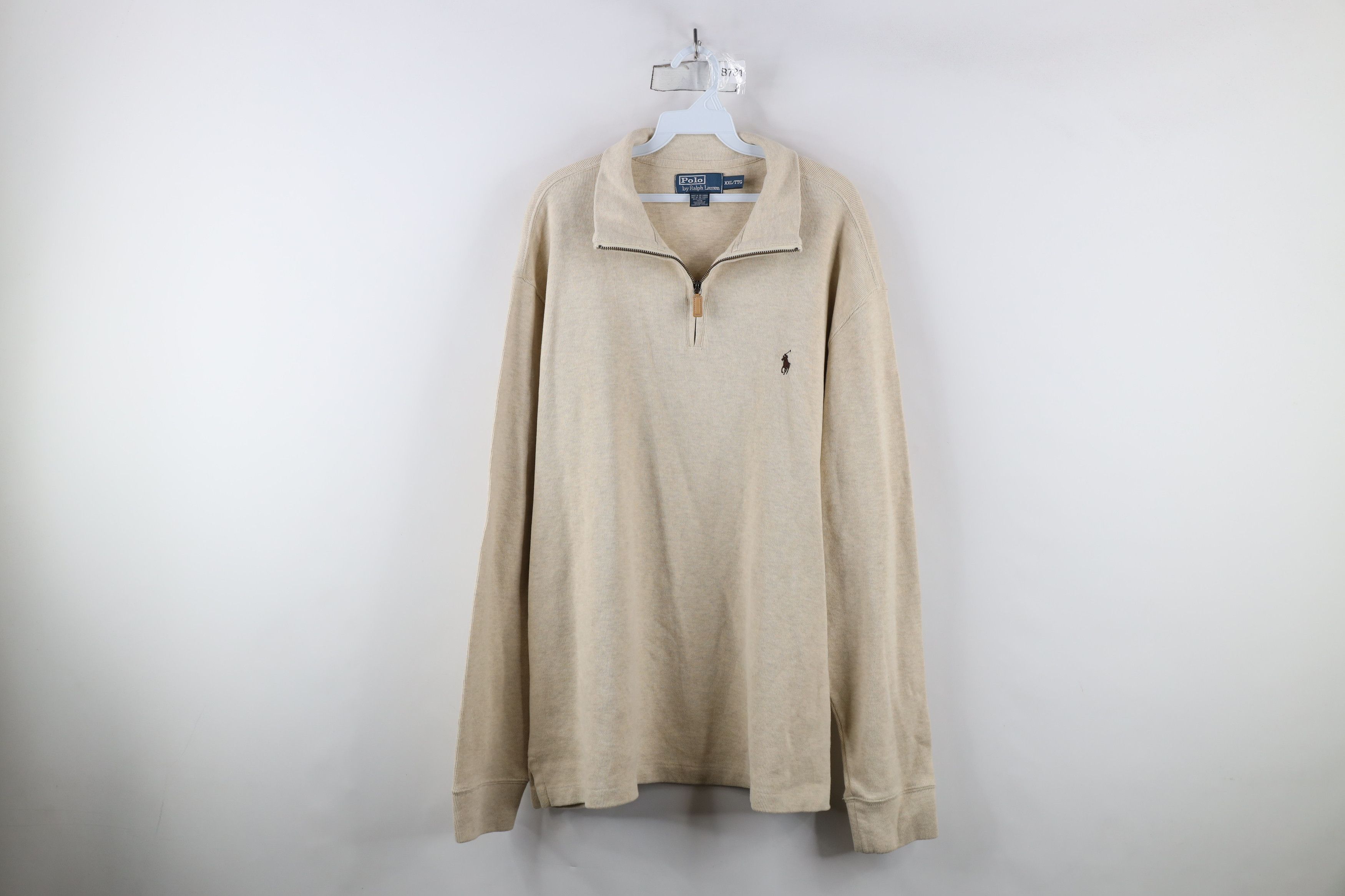 Ralph Lauren Vintage 90s Ralph Lauren Ribbed Knit Half Zip Sweater Beige Size US XXL / EU 58 / 5 - 1 Thumbnail