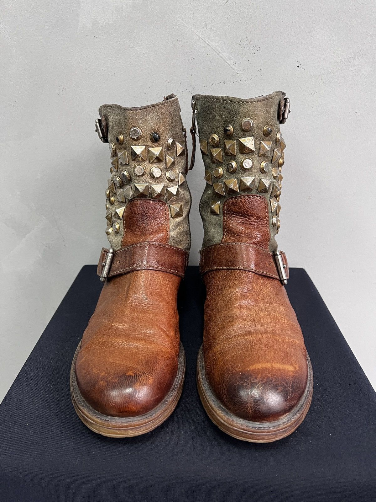 Hedi Slimane Studded platform brown boots avant garde vintage A.S. 98 Size US 7.5 / EU 40-41 - 5 Thumbnail