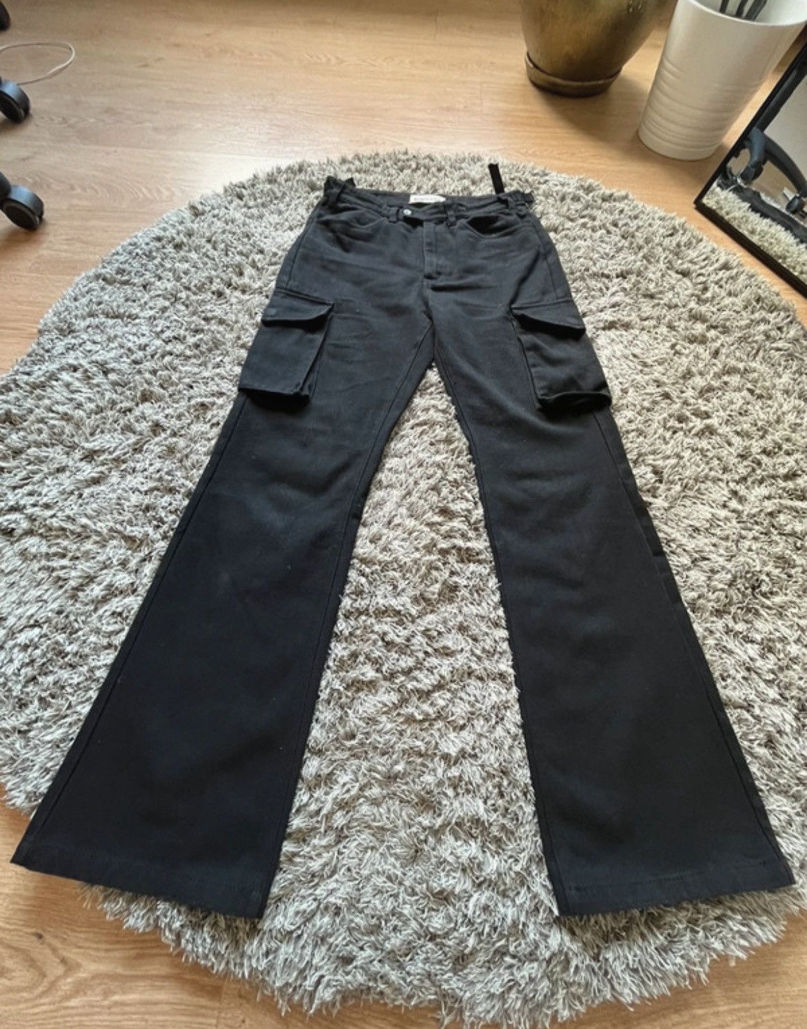Ruben Kone Ruben Kone black flared cargo pants Size US 32 / EU 48 - 1 Thumbnail