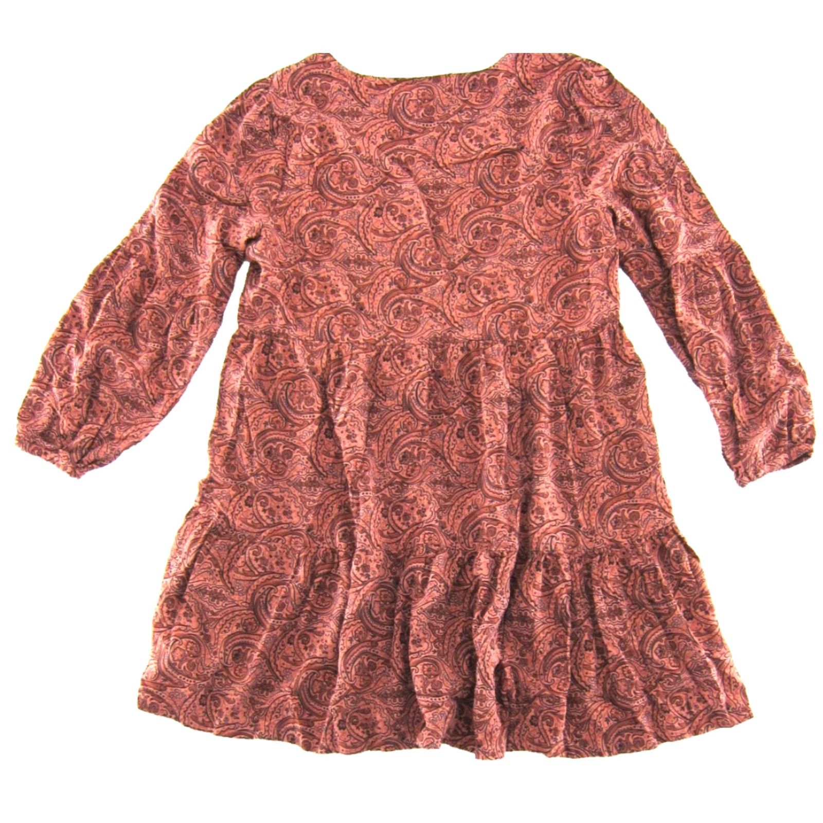Lucky Brand Lucky Brand Dress Pink Black Paisley Long Sleeve V-Neck Tiered Smock M Womens Size M / US 6-8 / IT 42-44 - 2 Thumbnail