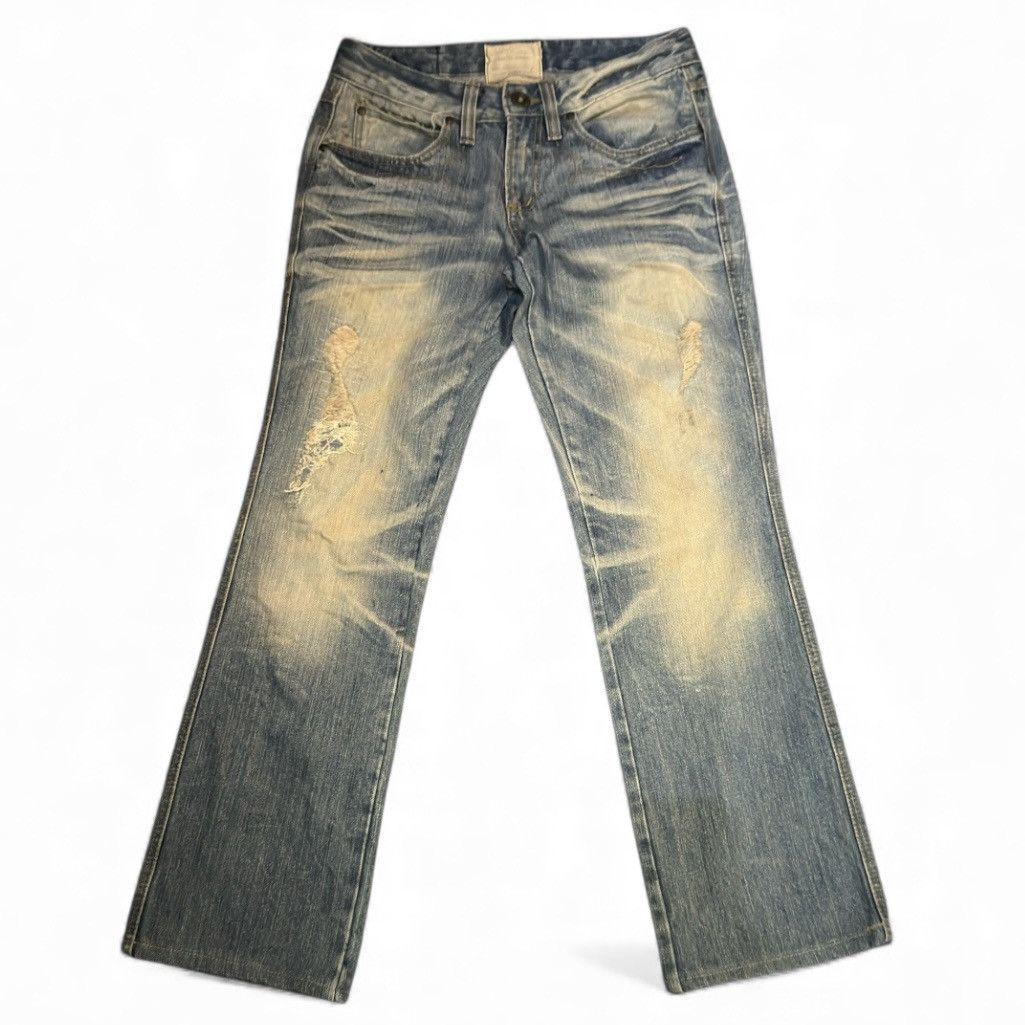 Beauty Beast Lolita Flared Distressed Exotic Heavy Faded Denim Jeans Size US 29 - 2 Thumbnail
