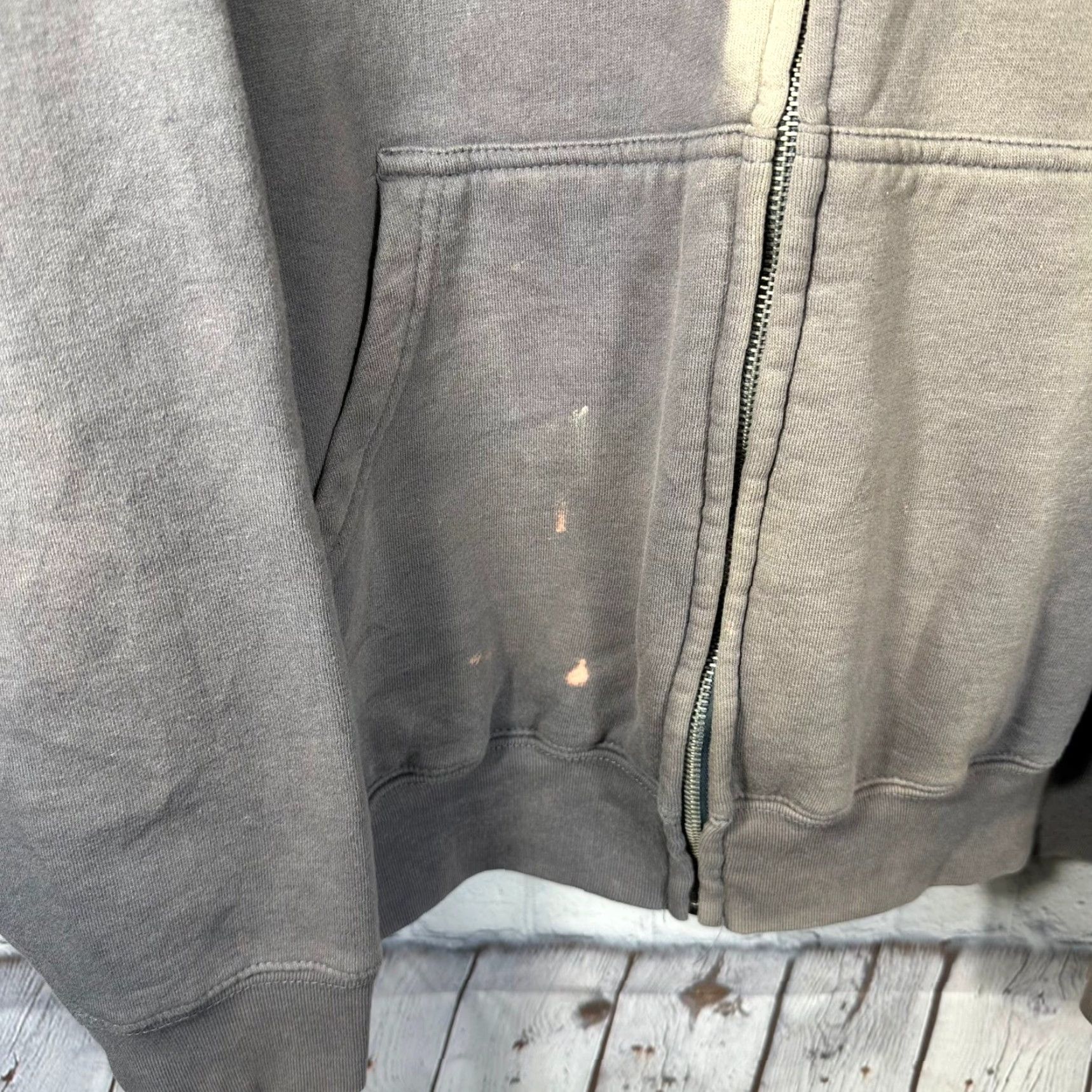 J Brand VINTAGE Hooters Hoodie Mens Full Zip Gray Sun Faded Distressed Graphic Sweatshirt XL Size US XL / EU 56 / 4 - 3 Thumbnail