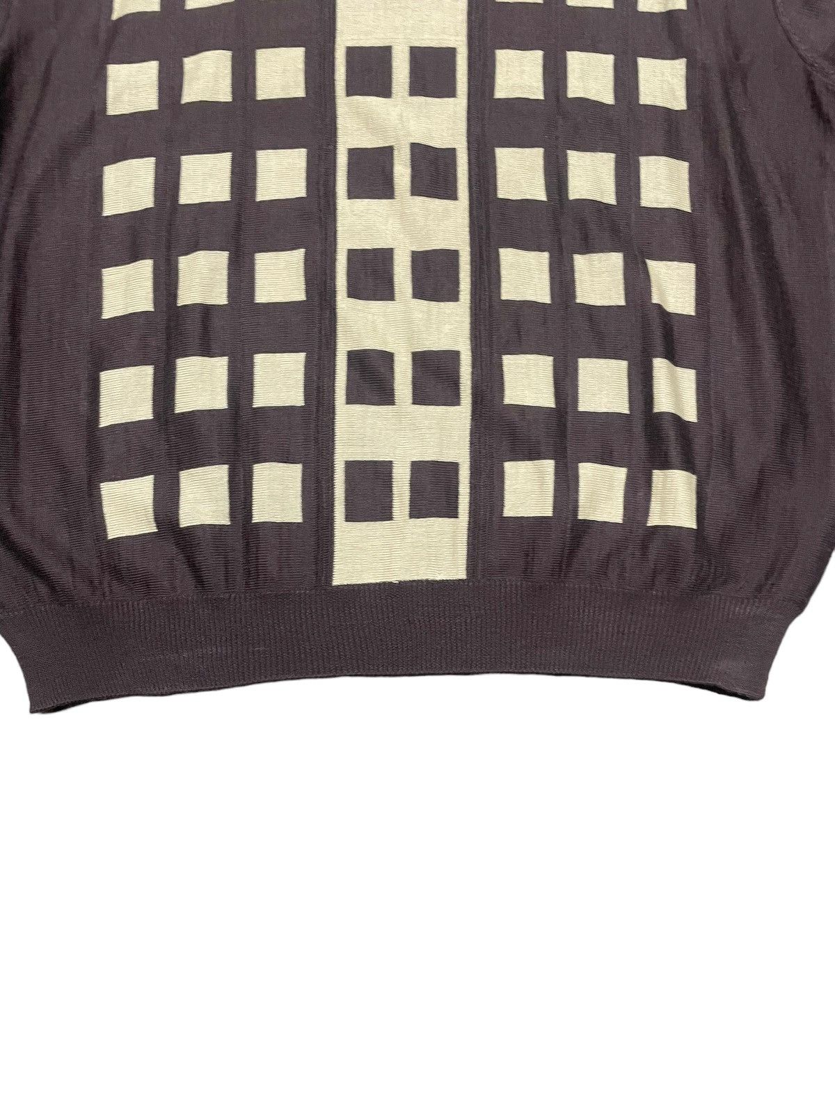 Vintage VTG Brown Checkered Wool Sweater Size US XXL / EU 58 / 5 - 4 Thumbnail